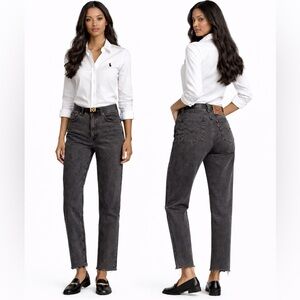 Levi’s 501 Cropped High Rise button Fly size 28 x 26 Faded Black, straight leg